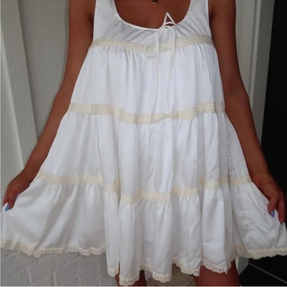 These three boutique white cream babydoll dress - Picture 3 of 5